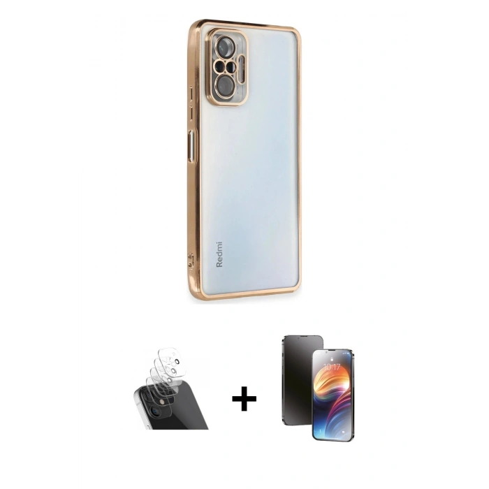 MARSİLYAN™- Redmi Note 10 Pro Kılıf Vadi Minimal - Siyah 3D Antistatik Mat Seramik Nano Ekran Koruyucu + Kamera Lens Koruma Cam - SF