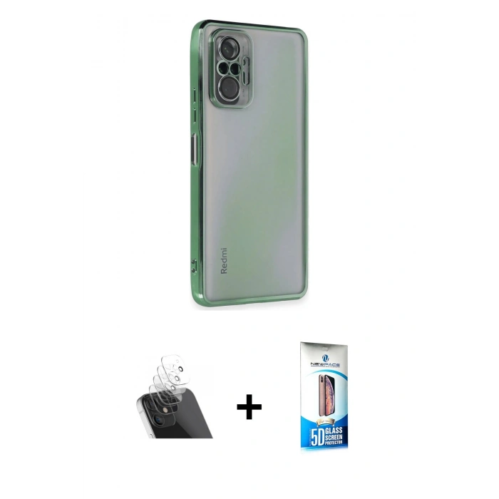 MARSİLYAN™- Redmi Note 10 Pro Kılıf Vadi Minimal - Siyah 5D Eko Cam Ekran Koruyucu + Kamera Lens Koruma Cam - SF