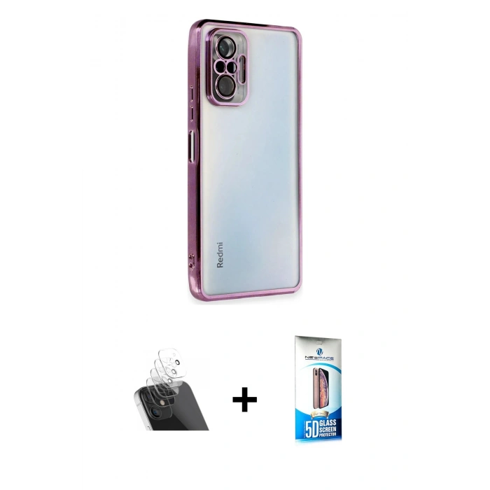 MARSİLYAN™- Redmi Note 10 Pro Kılıf Vadi Minimal - Siyah 5D Eko Cam Ekran Koruyucu + Kamera Lens Koruma Cam - SF