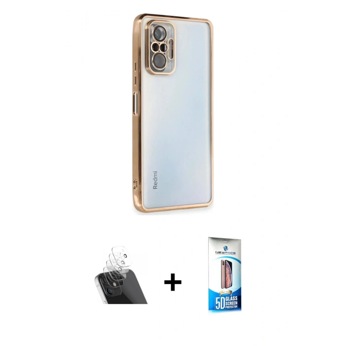 MARSİLYAN™- Redmi Note 10 Pro Kılıf Vadi Minimal - Siyah 5D Eko Cam Ekran Koruyucu + Kamera Lens Koruma Cam - SF