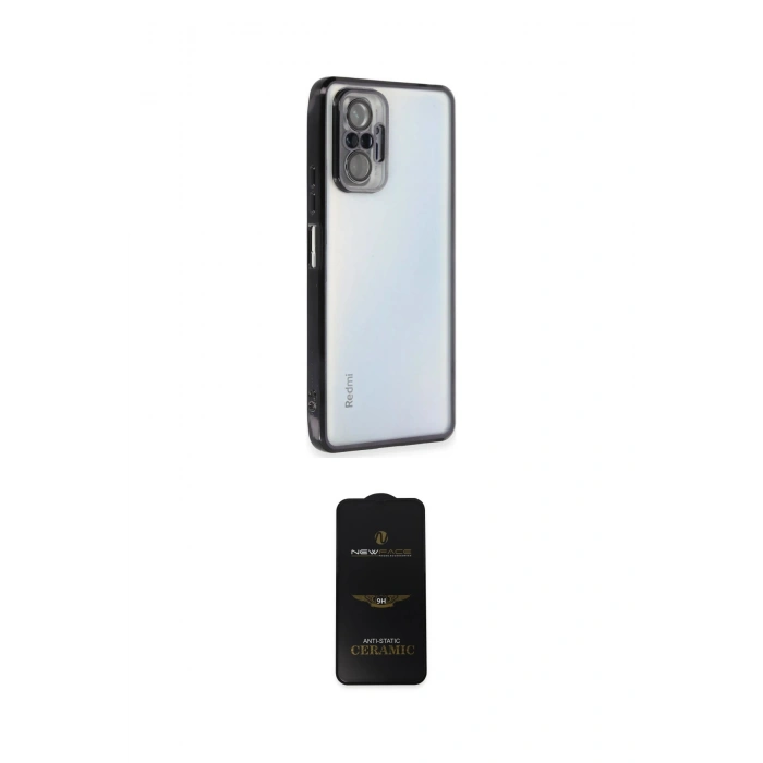 MARSİLYAN™- Redmi Note 10 Pro Kılıf Vadi Minimal - Siyah 6D Antistatik Mat Seramik Hayalet Nano Ekran Koruyucu