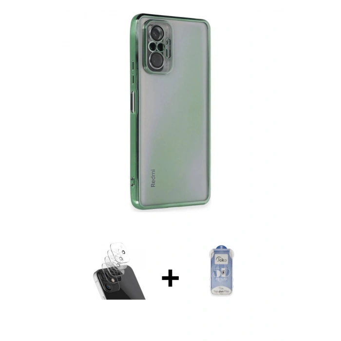 MARSİLYAN™- Redmi Note 10 Pro Kılıf Vadi Minimal - Siyah Joko Magic 5D Cam + Kamera Lens Koruma Cam - SF