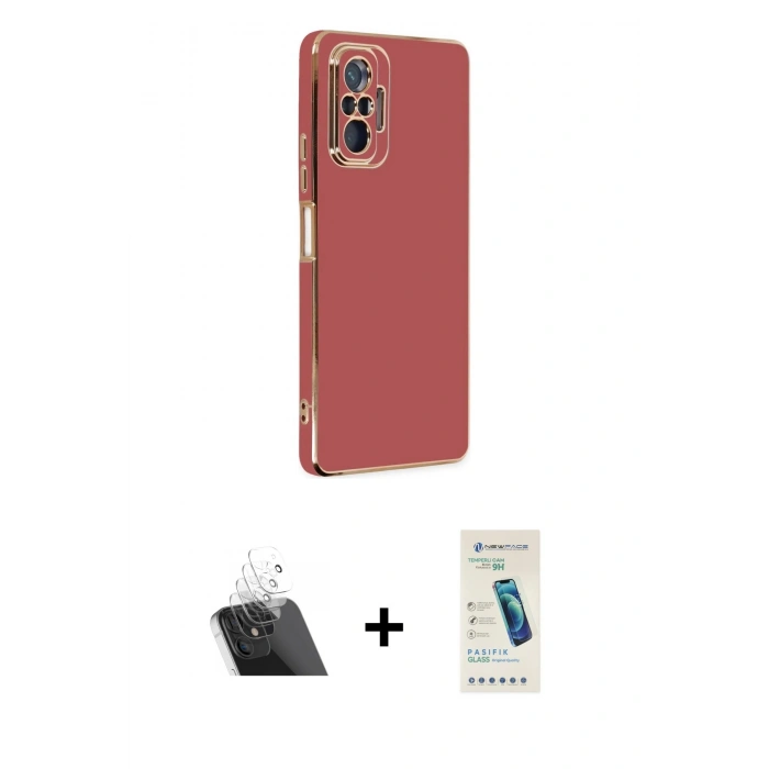 MARSİLYAN™- Redmi Note 10 Pro Kılıf Yankı Serisi - Şeffaf Pasifik Cam Ekran Koruyucu + Kamera Lens Koruma Cam - SF