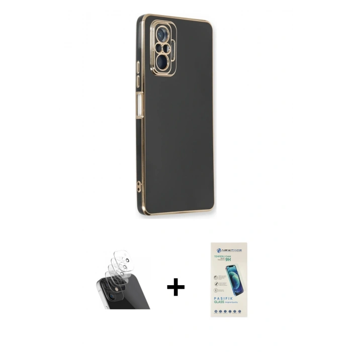 MARSİLYAN™- Redmi Note 10 Pro Kılıf Yankı Serisi - Şeffaf Pasifik Cam Ekran Koruyucu + Kamera Lens Koruma Cam - SF