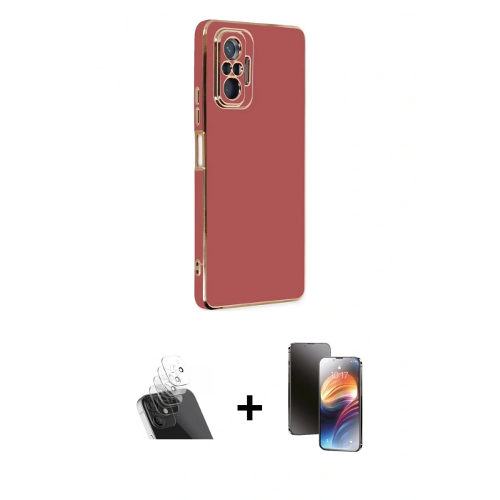 MARSİLYAN™- Redmi Note 10 Pro Kılıf Yankı Serisi - Siyah 3D Antistatik Mat Seramik Nano Ekran Koruyucu + Şeffaf Kamera Lens Koruma Cam