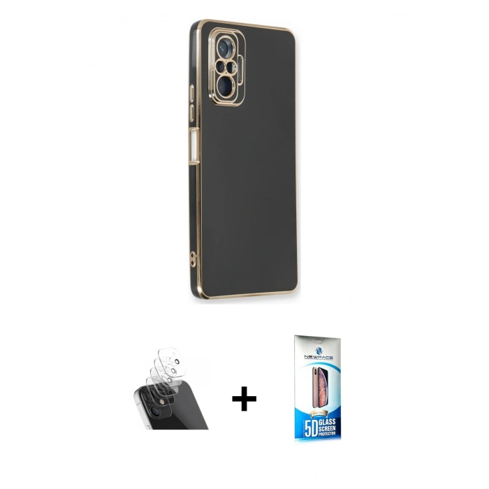 MARSİLYAN™- Redmi Note 10 Pro Kılıf Yankı Serisi - Siyah 5D Eko Cam Ekran Koruyucu + Kamera Lens Koruma Cam - SF