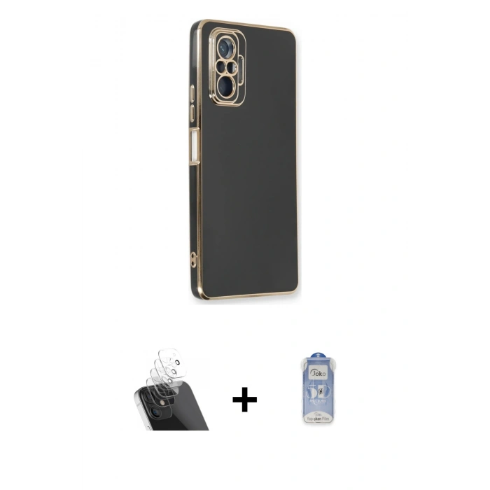 MARSİLYAN™- Redmi Note 10 Pro Kılıf Yankı Serisi - Siyah Joko Magic 5D Cam + Kamera Lens Koruma Cam - SF