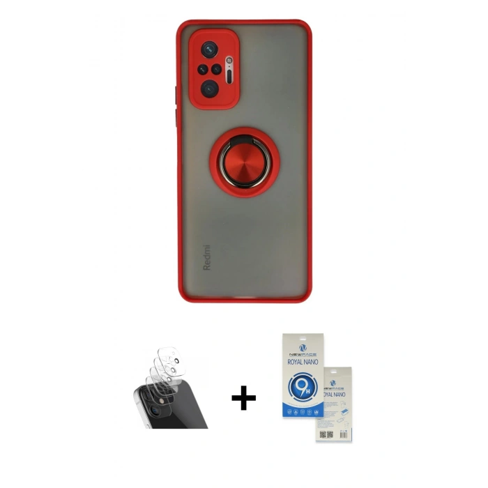 MARSİLYAN™- Redmi Note 10 Pro Kılıf Yörünge Çizgi - Şeffaf Royal Nano Ekran Koruyucu + Kamera Lens Koruma Cam - SF