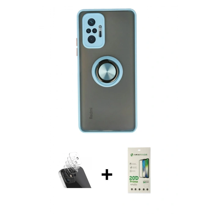 MARSİLYAN™- Redmi Note 10 Pro Kılıf Yörünge Çizgi - Siyah 20D Premium Cam Ekran Koruyucu + Kamera Lens Koruma Cam - SF