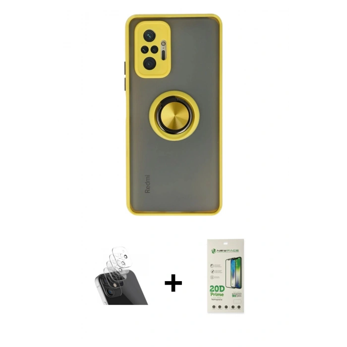 MARSİLYAN™- Redmi Note 10 Pro Kılıf Yörünge Çizgi - Siyah 20D Premium Cam Ekran Koruyucu + Kamera Lens Koruma Cam - SF