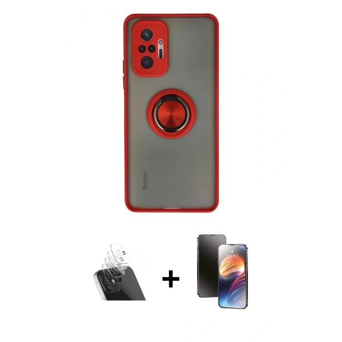 MARSİLYAN™- Redmi Note 10 Pro Kılıf Yörünge Çizgi - Siyah 3D Antistatik Mat Seramik Nano Ekran Koruyucu + Kamera Lens Koruma Cam - SF