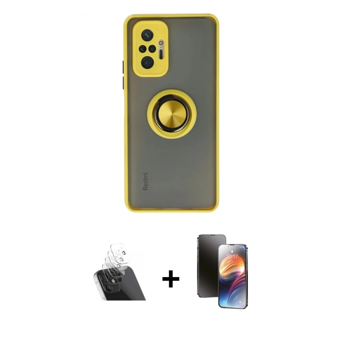 MARSİLYAN™- Redmi Note 10 Pro Kılıf Yörünge Çizgi - Siyah 3D Antistatik Mat Seramik Nano Ekran Koruyucu + Kamera Lens Koruma Cam - SF