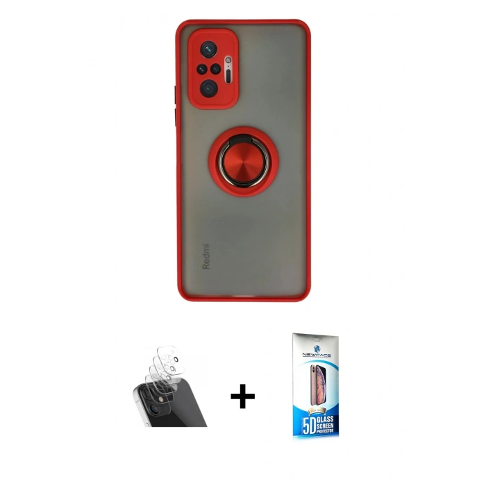 MARSİLYAN™- Redmi Note 10 Pro Kılıf Yörünge Çizgi - Siyah 5D Eko Cam Ekran Koruyucu + Kamera Lens Koruma Cam - SF