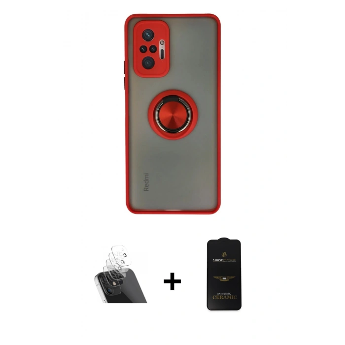 MARSİLYAN™- Redmi Note 10 Pro Kılıf Yörünge Çizgi - Siyah 6D Antistatik Mat Seramik Hayalet Nano Ekran Koruyucu + Şeffaf Kamera Lens Koruma Cam