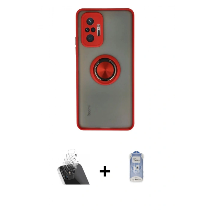 MARSİLYAN™- Redmi Note 10 Pro Kılıf Yörünge Çizgi - Siyah Joko Magic 5D Cam + Kamera Lens Koruma Cam - SF