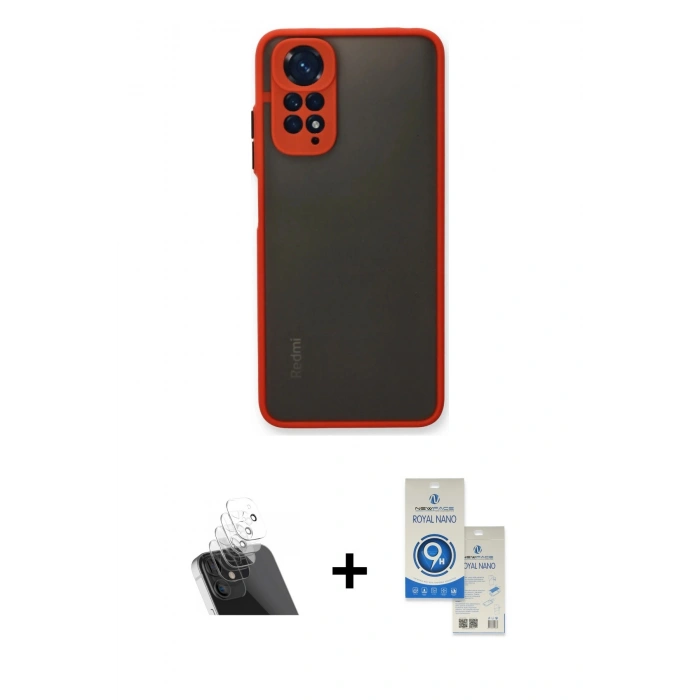 MARSİLYAN™- Redmi Note 11 Kılıf Ahenk Çizgi Serisi - Şeffaf Royal Nano Ekran Koruyucu + Kamera Lens Koruma Cam - SF