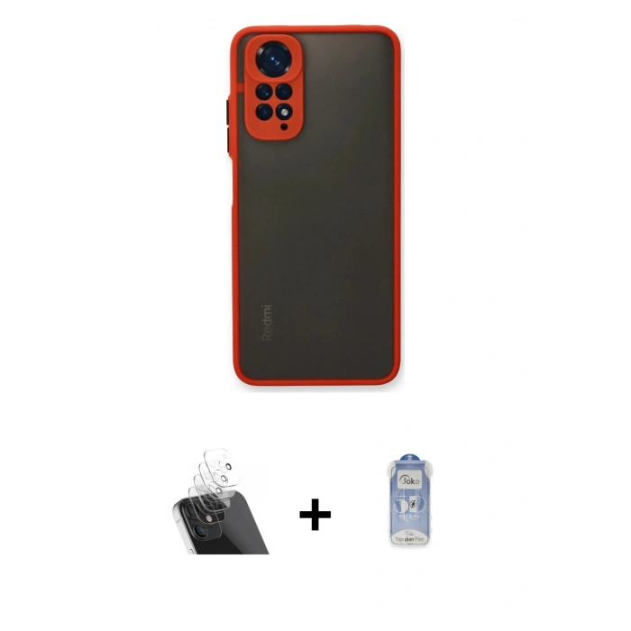 MARSİLYAN™- Redmi Note 11 Kılıf Ahenk Çizgi Serisi - Siyah Joko Magic 5D Cam + Kamera Lens Koruma Cam - SF