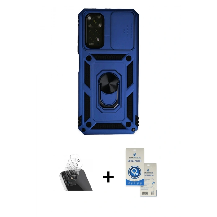 MARSİLYAN™- Redmi Note 11 Kılıf Ahenk Klasik - Şeffaf Royal Nano Ekran Koruyucu + Kamera Lens Koruma Cam - SF