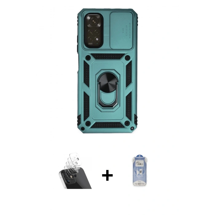 MARSİLYAN™- Redmi Note 11 Kılıf Ahenk Klasik - Siyah Joko Magic 5D Cam + Kamera Lens Koruma Cam - SF