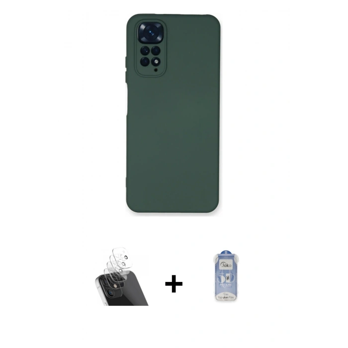 MARSİLYAN™- Redmi Note 11 Kılıf Ahenk Serisi - Siyah Joko Magic 5D Cam + Kamera Lens Koruma Cam - SF