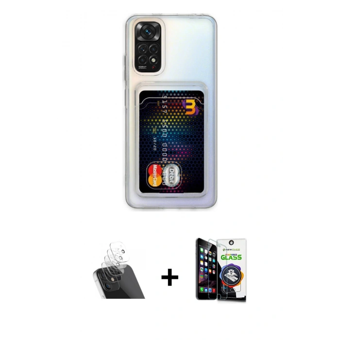 MARSİLYAN™- Redmi Note 11 Kılıf Doruk Klasik Koleksiyonu - Şeffaf Temperli Cam Ekran Koruyucu + Kamera Lens Koruma Cam - SF