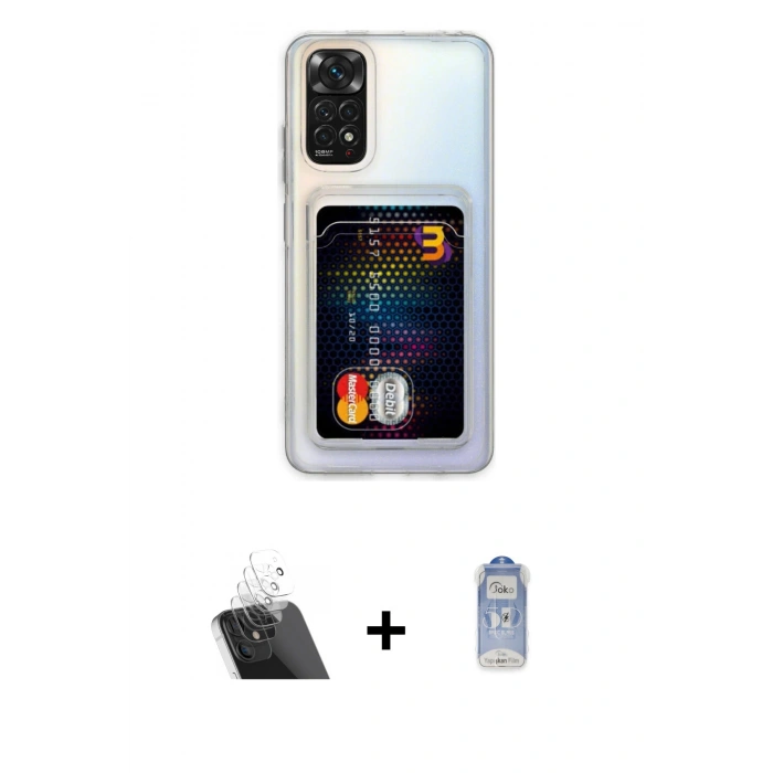 MARSİLYAN™- Redmi Note 11 Kılıf Doruk Klasik Koleksiyonu - Siyah Joko Magic 5D Cam + Kamera Lens Koruma Cam - SF