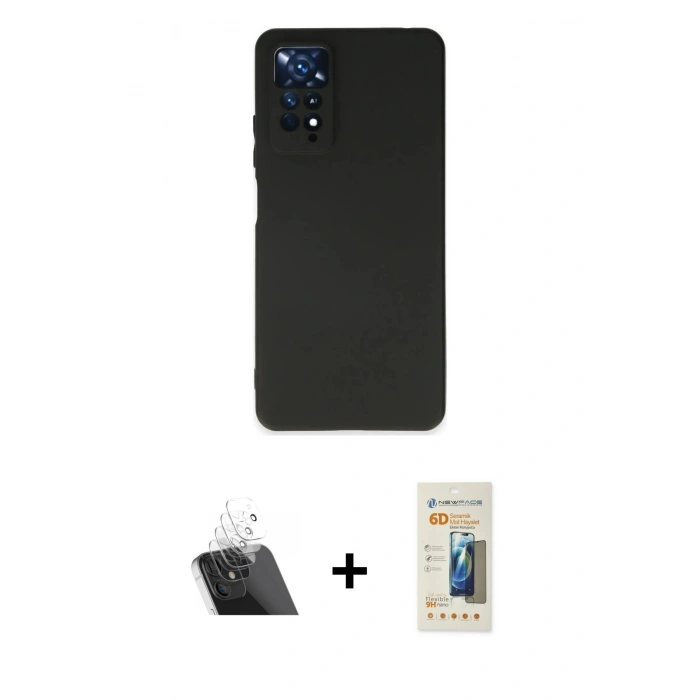 MARSİLYAN™- Redmi Note 11 Kılıf Kozmos Yansıma Özel Seri - Siyah 6D Mat Seramik Hayalet Nano Ekran Koruyucu + Kamera Lens Koruma Cam - SF