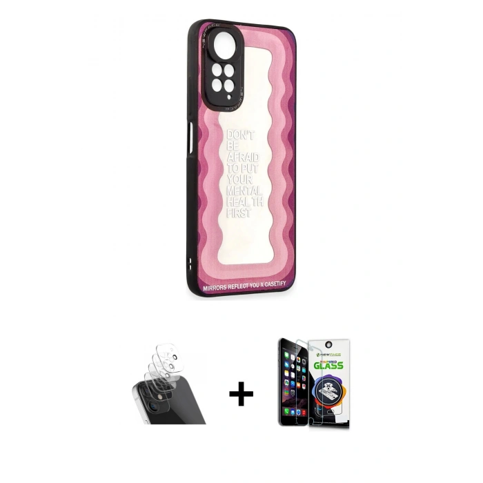 MARSİLYAN™- Redmi Note 11 Kılıf Odak Klasik Serisi - Şeffaf Temperli Cam Ekran Koruyucu + Kamera Lens Koruma Cam - SF