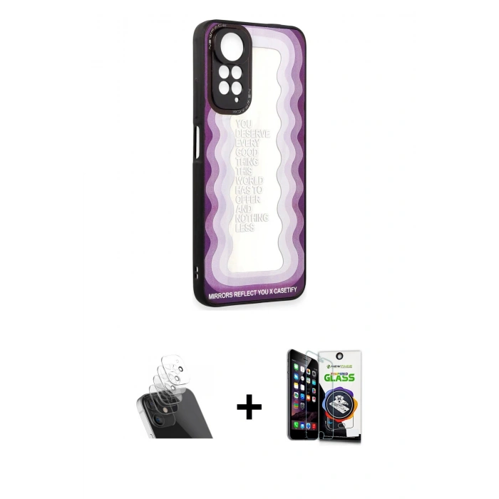 MARSİLYAN™- Redmi Note 11 Kılıf Odak Klasik Serisi - Şeffaf Temperli Cam Ekran Koruyucu + Kamera Lens Koruma Cam - SF