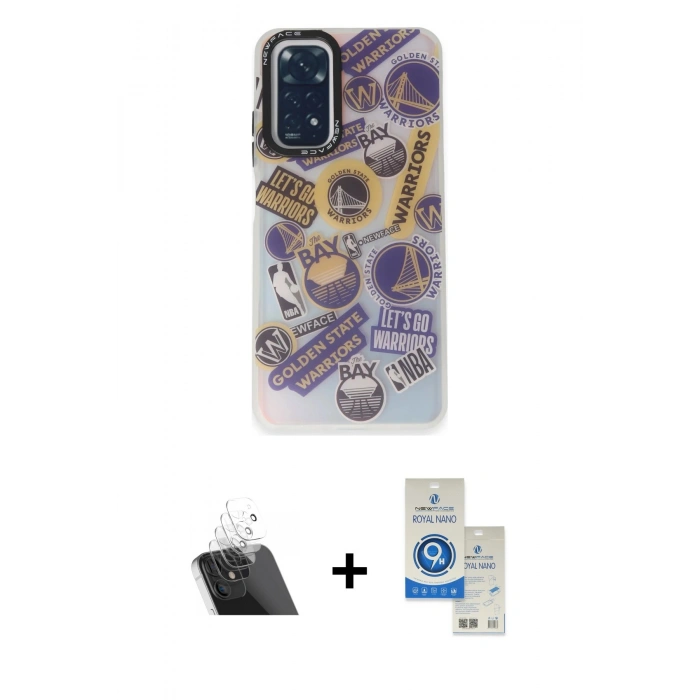 MARSİLYAN™- Redmi Note 11 Kılıf Siluet Çizgi Koleksiyonu - Şeffaf Royal Nano Ekran Koruyucu + Kamera Lens Koruma Cam - SF