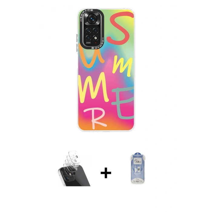 MARSİLYAN™- Redmi Note 11 Kılıf Siluet Çizgi Koleksiyonu - Siyah Joko Magic 5D Cam + Kamera Lens Koruma Cam - SF