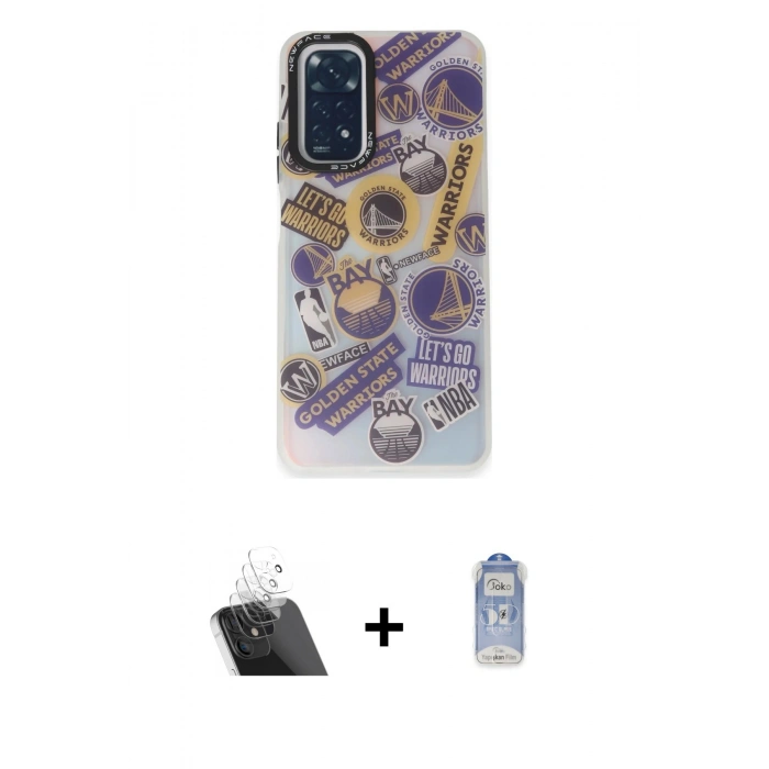 MARSİLYAN™- Redmi Note 11 Kılıf Siluet Çizgi Koleksiyonu - Siyah Joko Magic 5D Cam + Kamera Lens Koruma Cam - SF