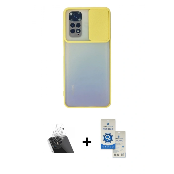 MARSİLYAN™- Redmi Note 11 Kılıf Vadi Çizgi - Şeffaf Royal Nano Ekran Koruyucu + Şeffaf Kamera Lens Koruma Cam