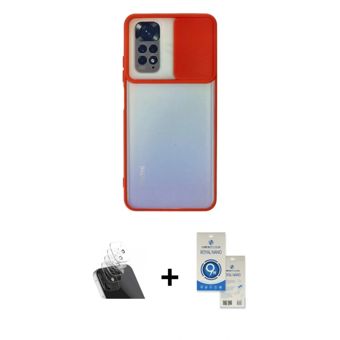 MARSİLYAN™- Redmi Note 11 Kılıf Vadi Çizgi - Şeffaf Royal Nano Ekran Koruyucu + Şeffaf Kamera Lens Koruma Cam
