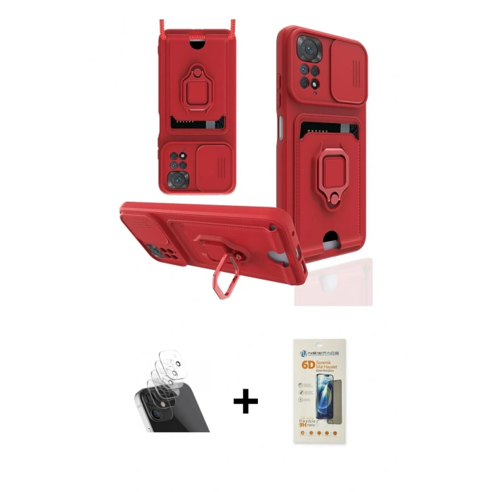 MARSİLYAN™- Redmi Note 11 Kılıf Vadi Form Prime - Siyah 6D Mat Seramik Hayalet Nano Ekran Koruyucu + Kamera Lens Koruma Cam - SF