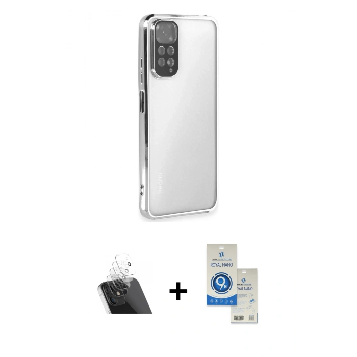 MARSİLYAN™- Redmi Note 11 Kılıf Vadi Minimal - Şeffaf Royal Nano Ekran Koruyucu + Kamera Lens Koruma Cam - SF