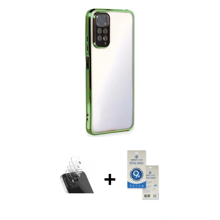 MARSİLYAN™- Redmi Note 11 Kılıf Vadi Minimal - Şeffaf Royal Nano Ekran Koruyucu + Kamera Lens Koruma Cam - SF