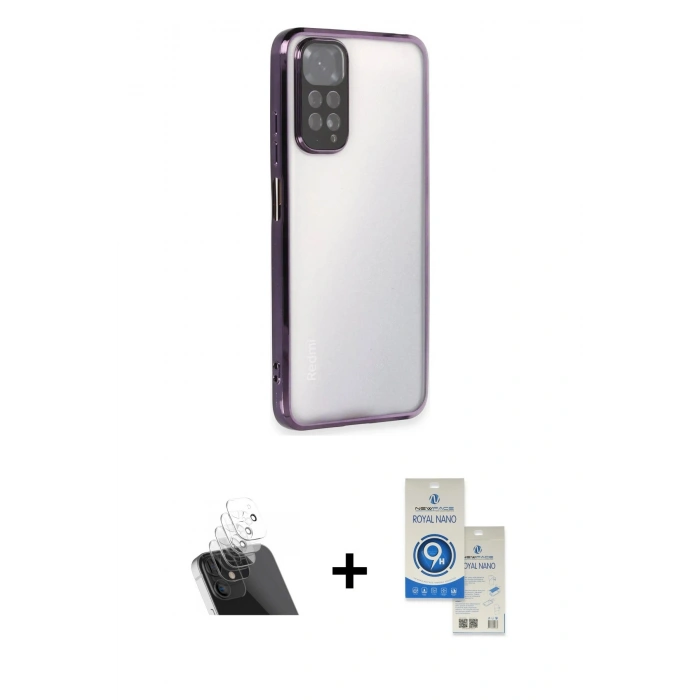 MARSİLYAN™- Redmi Note 11 Kılıf Vadi Minimal - Şeffaf Royal Nano Ekran Koruyucu + Kamera Lens Koruma Cam - SF