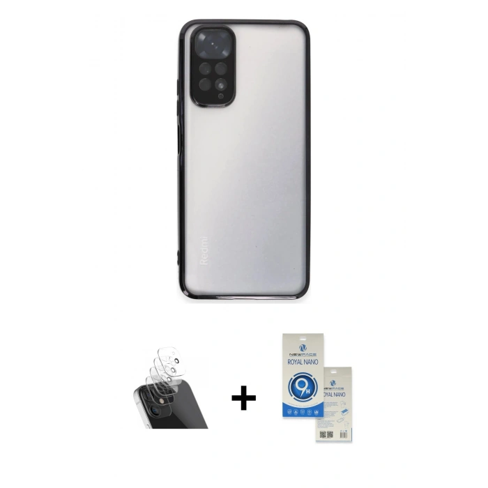 MARSİLYAN™- Redmi Note 11 Kılıf Vadi Minimal - Şeffaf Royal Nano Ekran Koruyucu + Kamera Lens Koruma Cam - SF