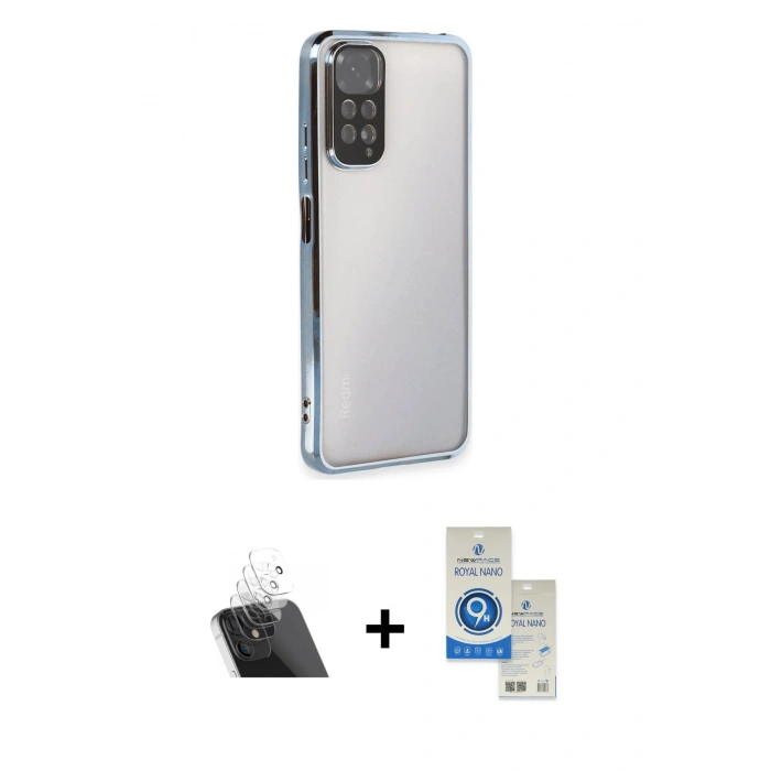 MARSİLYAN™- Redmi Note 11 Kılıf Vadi Minimal - Şeffaf Royal Nano Ekran Koruyucu + Kamera Lens Koruma Cam - SF