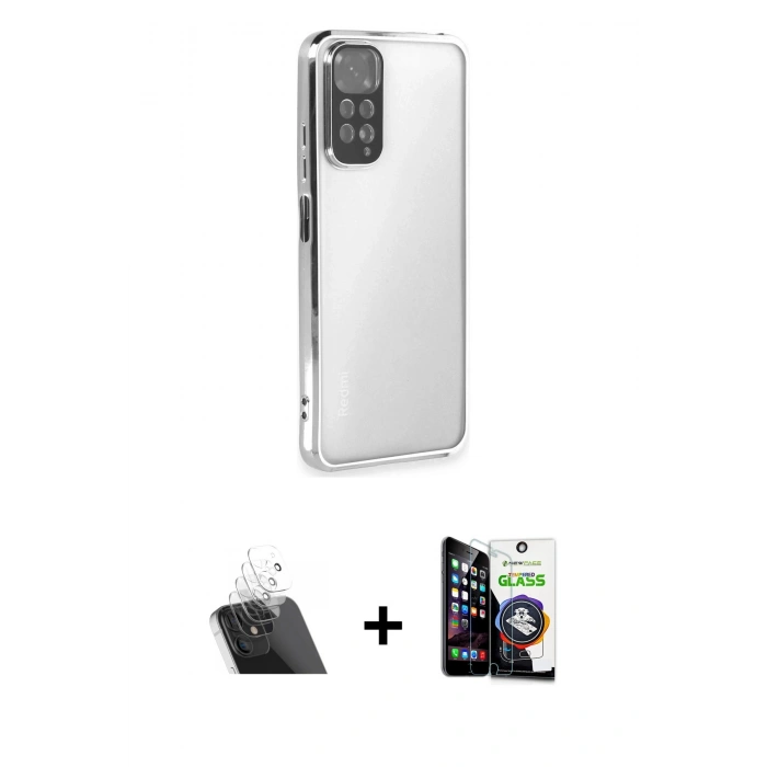 MARSİLYAN™- Redmi Note 11 Kılıf Vadi Minimal - Şeffaf Temperli Cam Ekran Koruyucu + Kamera Lens Koruma Cam - SF