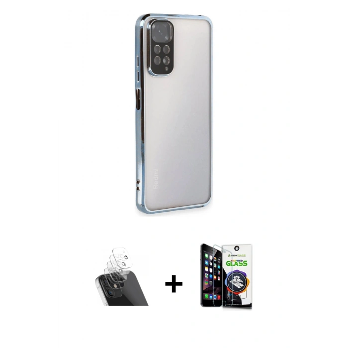 MARSİLYAN™- Redmi Note 11 Kılıf Vadi Minimal - Şeffaf Temperli Cam Ekran Koruyucu + Kamera Lens Koruma Cam - SF