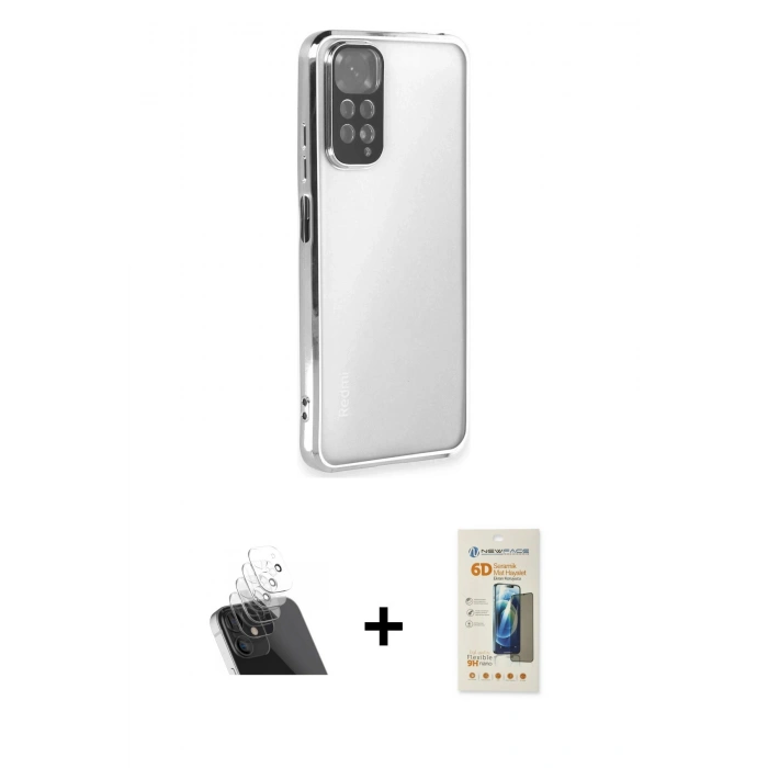 MARSİLYAN™- Redmi Note 11 Kılıf Vadi Minimal - Siyah 6D Mat Seramik Hayalet Nano Ekran Koruyucu + Kamera Lens Koruma Cam - SF