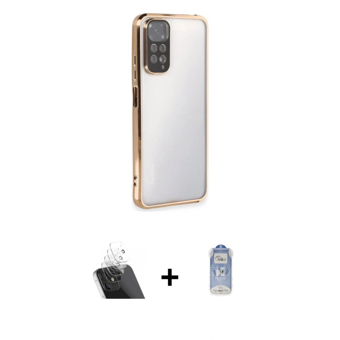 MARSİLYAN™- Redmi Note 11 Kılıf Vadi Minimal - Siyah Joko Magic 5D Cam + Kamera Lens Koruma Cam - SF