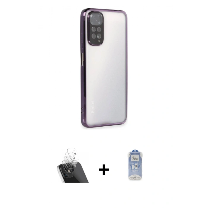 MARSİLYAN™- Redmi Note 11 Kılıf Vadi Minimal - Siyah Joko Magic 5D Cam + Kamera Lens Koruma Cam - SF