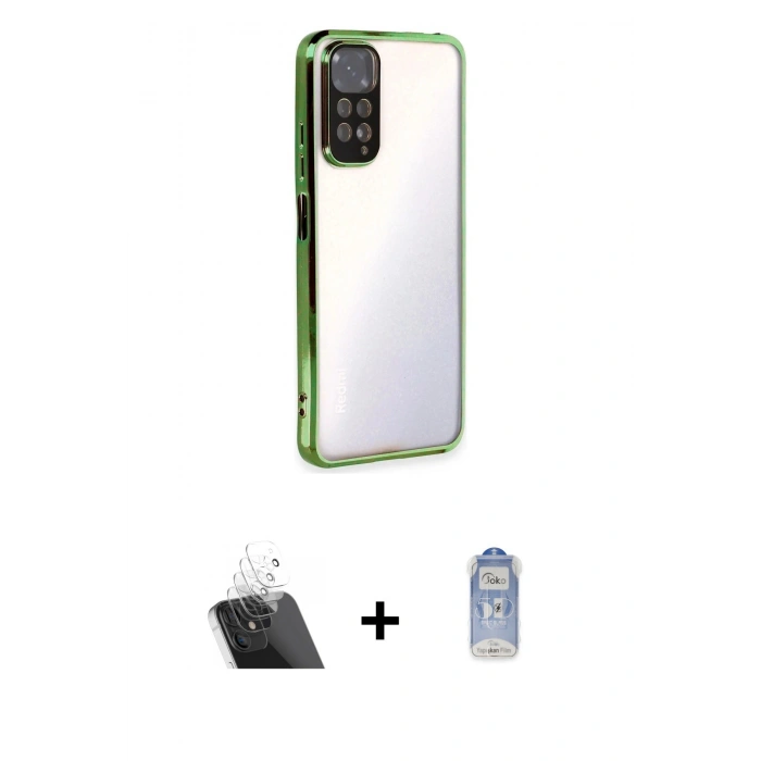 MARSİLYAN™- Redmi Note 11 Kılıf Vadi Minimal - Siyah Joko Magic 5D Cam + Kamera Lens Koruma Cam - SF