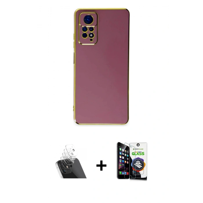 MARSİLYAN™- Redmi Note 11 Kılıf Yankı Serisi - Şeffaf Temperli Cam Ekran Koruyucu + Kamera Lens Koruma Cam - SF