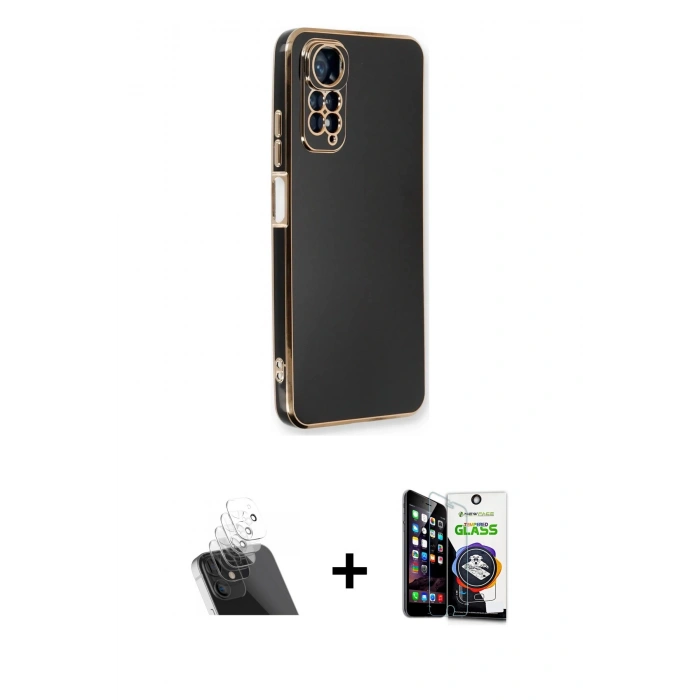 MARSİLYAN™- Redmi Note 11 Kılıf Yankı Serisi - Şeffaf Temperli Cam Ekran Koruyucu + Kamera Lens Koruma Cam - SF
