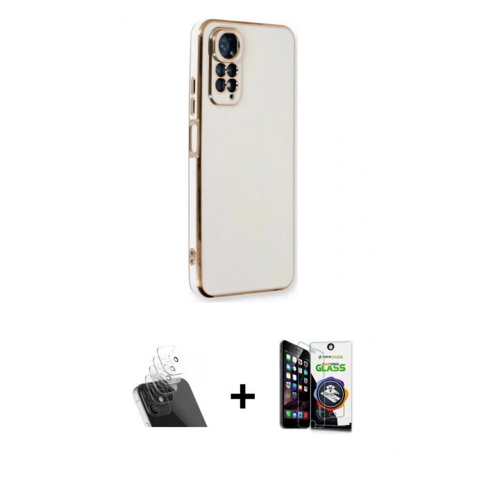 MARSİLYAN™- Redmi Note 11 Kılıf Yankı Serisi - Şeffaf Temperli Cam Ekran Koruyucu + Kamera Lens Koruma Cam - SF
