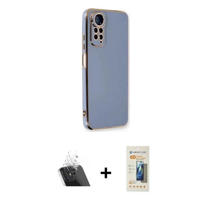 MARSİLYAN™- Redmi Note 11 Kılıf Yankı Serisi - Siyah 6D Mat Seramik Hayalet Nano Ekran Koruyucu + Kamera Lens Koruma Cam - SF